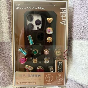 Black iPhone 16 Pro Max Case with PopCharms